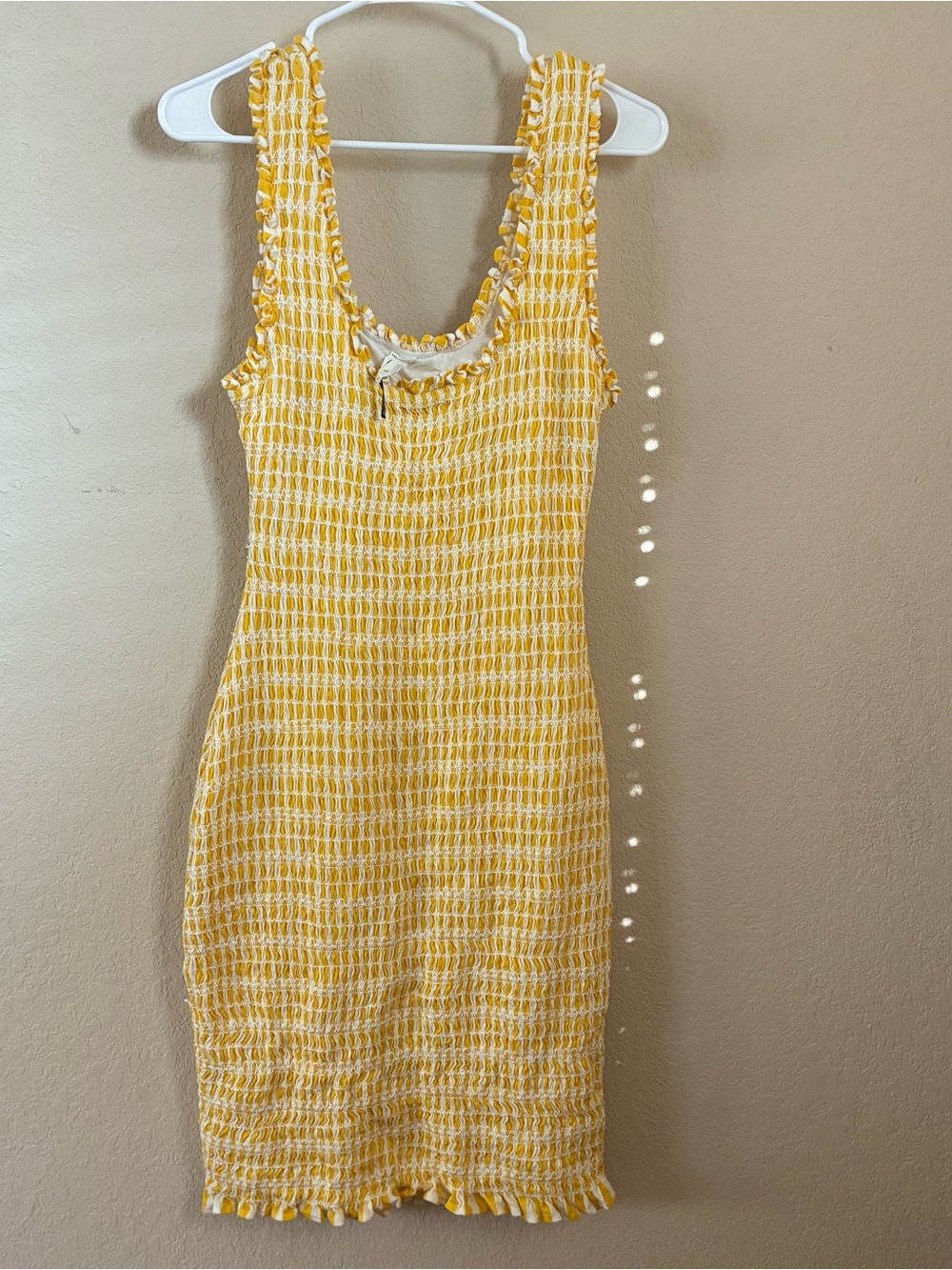 Yellow Smocked Sleeveless Camisole Dress
